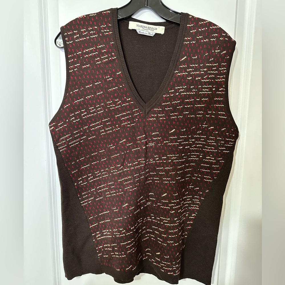 Marina Rinaldi Brown Wool Vest Sz L